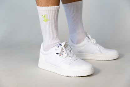 Sportsocken - Bio-Baumwolle, weiß mit 🎋-Logo